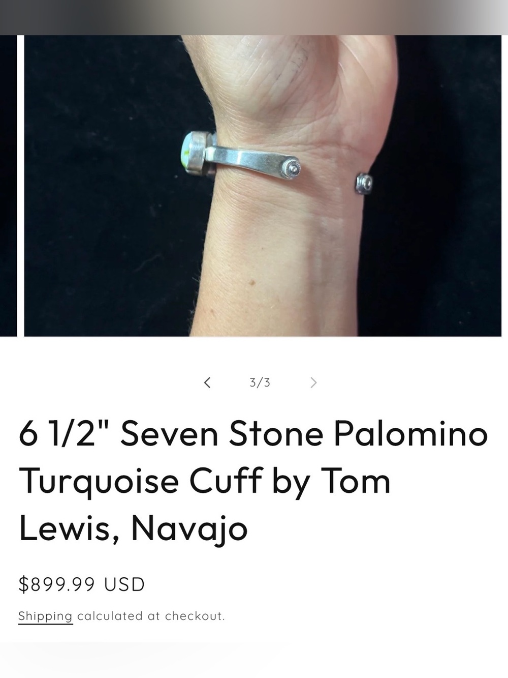 Navajo Tom Lewis Palomino Variscite Sterling Silver Cuff Bracelet - Picture 9 of 9